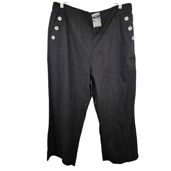 Joie Womens Black Button-Detail Linen Blend Pants XL - Picture 1 of 7